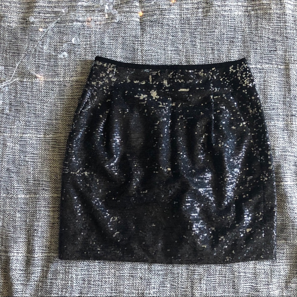 “J.Crew” Black Sequin Mini Skirt